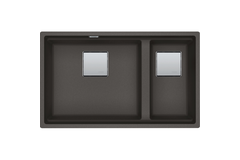 KUBUS 2.0 PRO - Cuve à sous-encastrer / 2 bassins / 760 x 460 x 200 mm / Vidage manuel / Gris ardoise + Set 3 accessoires