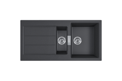 Sirius S2D - Evier à encastrer / 1000 x 510 mm / 1 + 1/2 bassin / Noir / Réversible