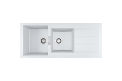 Sirius 2.0 - Inbouwspoeltafel / 1160 x 500 mm / 2 bakken / Wit / Omkeerbaar
