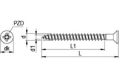 Vezelplaatvijs Pozidrive met boorgat 4.5 x 45