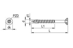 Vis inox TP Pozidrive avec tête fraisée 3 x 25