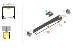 Led profiel Smart10 AC2 Z 2000 zwart geanodiseerd