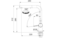Active L - Eéngreepsmengkraan L met uittrekbare uitloop / Side lever / Zwart Mat