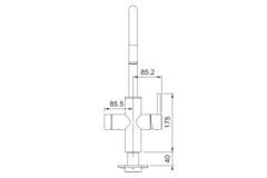 Mythos Water Hub 6 en 1 - Mitigeur à bec orientable / Levier sur le côté / Noir mat