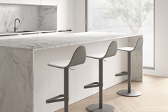 Tabu regelbare kruk rond wit/bekleed mystic taupe