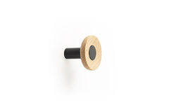 Porte-manteaux ZOOT Ø60 bois / aluminium mat noir / chêne