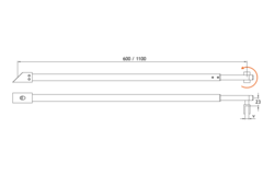Barre raidisseur mur/verre télescopique à 45°, pour verres 6/8, L608/1108, chromé