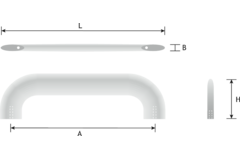 Poignée courbé zmc 340mm blanc mat cc 320mm 