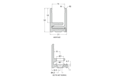 Voorgeboord klikprofiel PROFIX, voor 8/13.5 mm glas, B21 H30 L3000, mat aluminium
