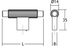 Bouton T ARPA L70 aluminium rustique laiton