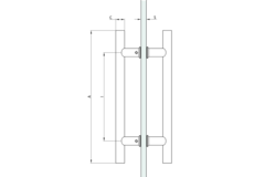 Paar ronde deurgrepen, voor 6/17.5 mm glas, B25 L500, glanzend rvs