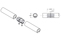 Pba 500-alu raccord droit pour tubes 25mm
