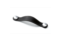 Poignée Gela, entraxe de perçages 128, L 150 mm, B 26 mm, H 3 mm, cuir noir