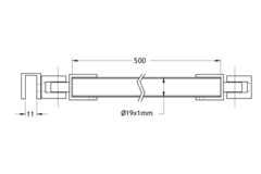 Stabilisatiestang wand/glas met dubbele scharnier, voor 6/10 mm glas, L588, chroom