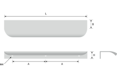 Poignée edge round alu asp inox df 2x80mm L 200mm 