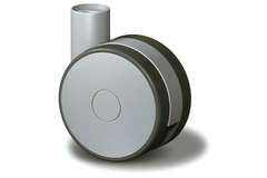 Roulettes doubles speedy 60mm alu+ caoutch.noir  sans plaque