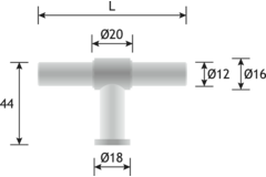 T-poignee inox nr12 75x16x45mm 
