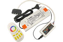 Led RGB transfo 50W+radiocontr. nieuw+4x verdeler*