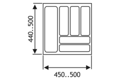 Inleglade k.55 cm alu grijs b451-500 d440-500 mm