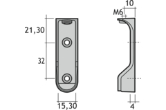 Kastbaarhouder sl781 ovaal m6x25 vernikkeld