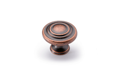 Bouton Essa, H 25 mm, ø 32 mm, aspect cuivre antique