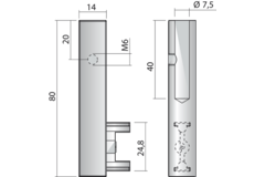 Support droite pour barre de penderie Linear 2 noir
