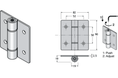 Pba 500-inox sat. charniere fermeture autom.porte en verre