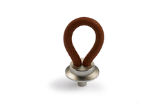 Bouton Filaga, L 20 mm, H 32 mm, cuir brun foncé / nickelé mat