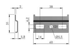 Plaque WPC2 pour accrocher APC6/APC1 zinguée  