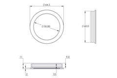 Cuvette a entailler rond d.64.5 noir 