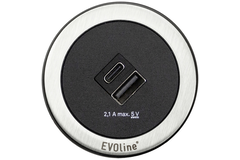 Evoline One usb a/c charger 5v 2.1a inox/noir 