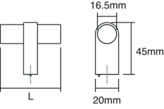 Bouton T NOBB L52 aluminium brossé laiton cava