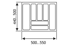 Inleglade k.60 cm alu grijs b501-550 d440-500 mm