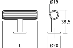 Bouton T RILLE L55 aluminium brossé laiton
