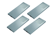 Hera set 4 x slim-pad Led 5w 24V 3000K look inox + transfo 30W