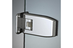 Verstelbare centrale scharnier wand/glas, voor 8/12 mm glas, B110 H60, geborsteld rvs effect