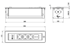 Versaturn nl-d-l zwart glas  3 st + 2 usbmet kabel met kabel 2000mm